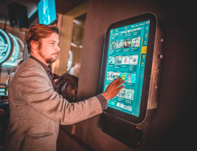 Touchescreen jukebox at a music bar