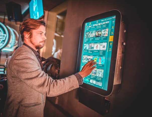Touchescreen jukebox at a music bar