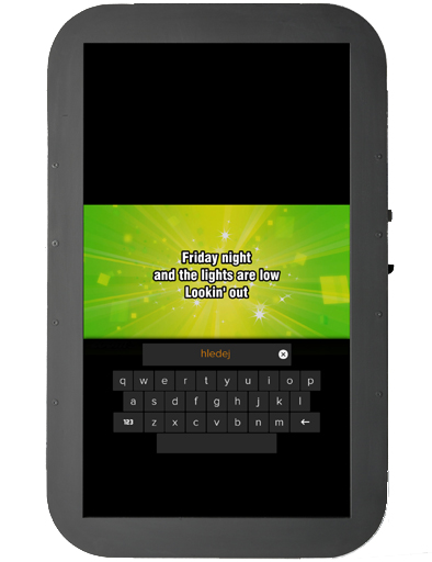 Karaoke on the touch screen of the jukebox in fullscreen mode.