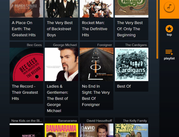 Example of selecting albums for the touch jukebox.