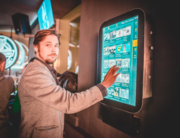 Detail of scrolling in the list of albums on our touchscreen jukebox in the music club and bar.